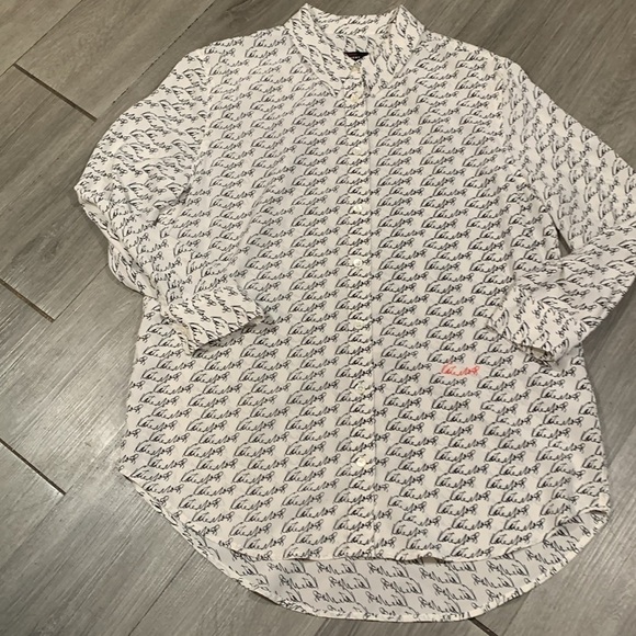 Equipment Kate Moss All Over Autograph Print Long Sleeve Blouse size Large - Picture 12 of 16